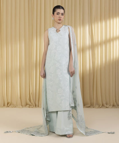3 Piece - Embroidered Jacquard Suit (Unstitched)