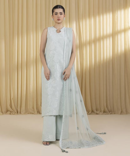 3 Piece - Embroidered Jacquard Suit (Unstitched)