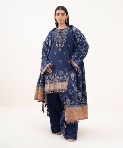 3 Piece - Embroidered Cotton Karandi Suit