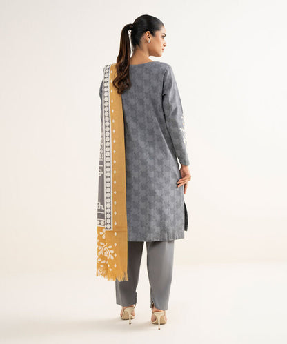3 Piece - Embroidered Cotton Jacquard Suit