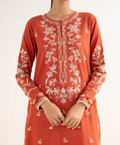 3 Piece - Embroidered Dobby Suit