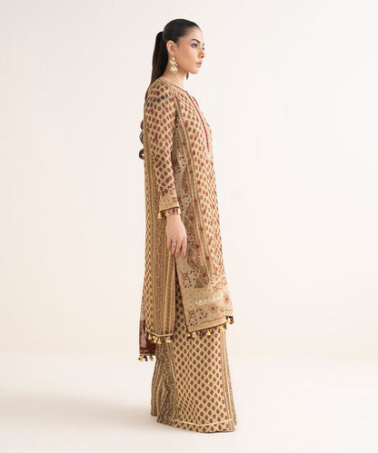 3 Piece - Embroidered Chiffon Suit