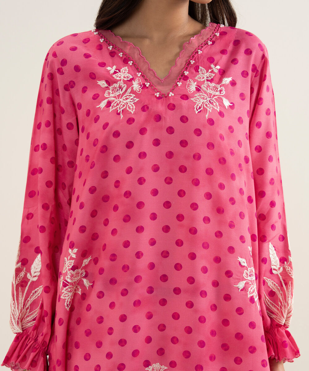 Embroidered Raw Silk Shirt