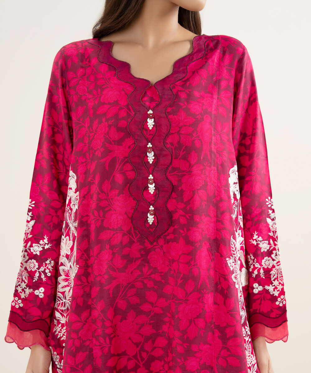 Embroidered Raw Silk Shirt