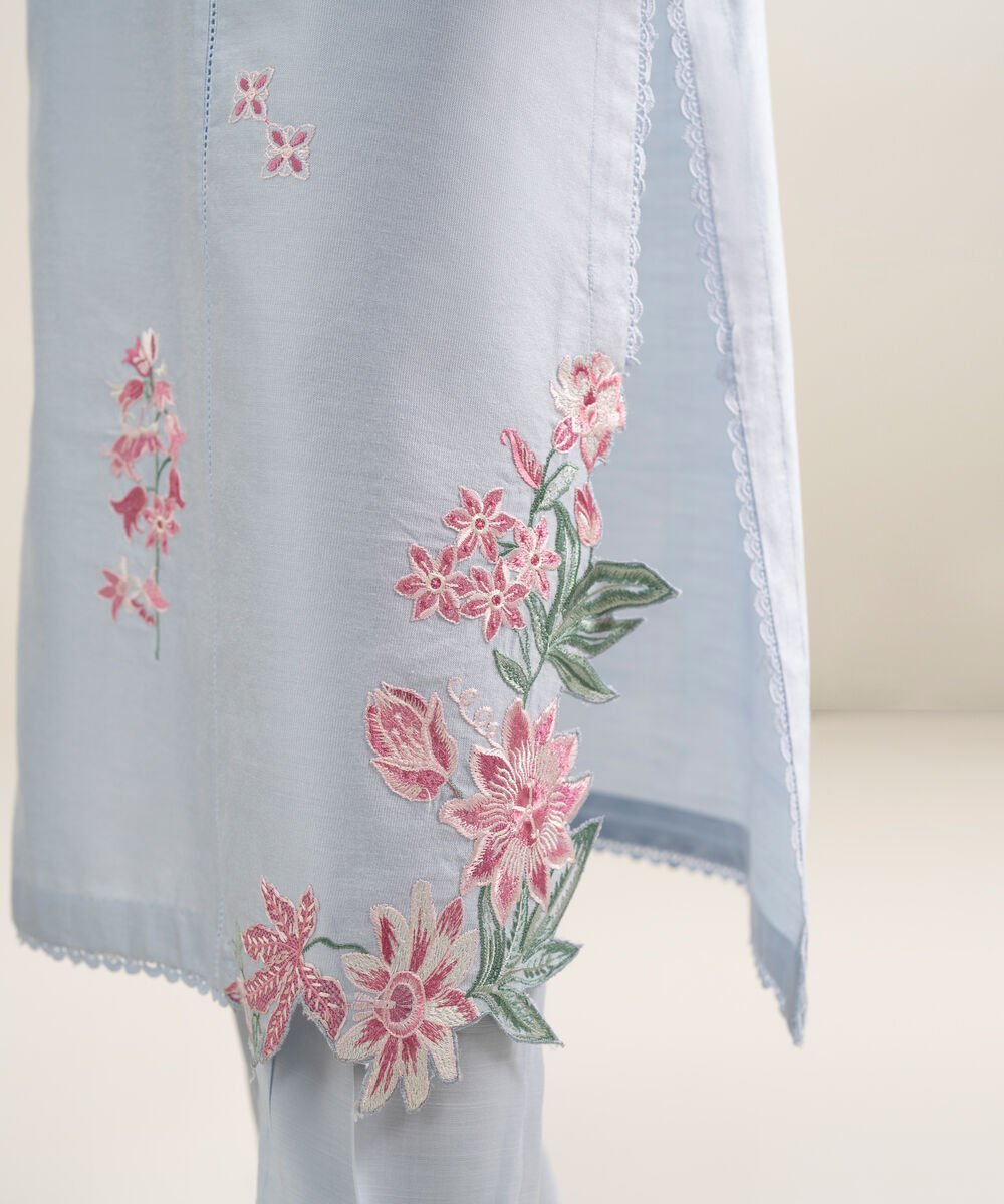 2 Piece - Embroidered Cotton Net Suit