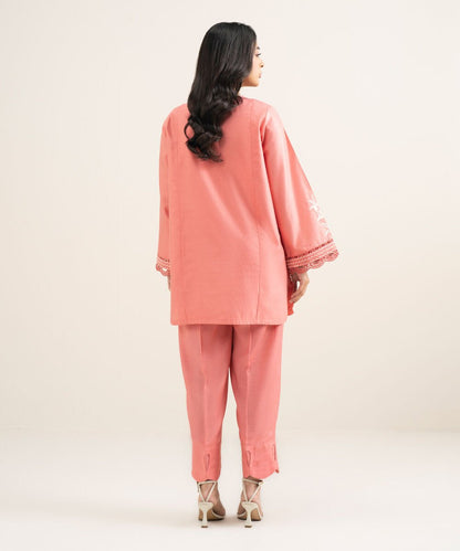 2 Piece - Embroidered Cotton Net Suit
