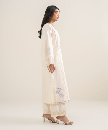 2 Piece - Embroidered Cotton Net Suit