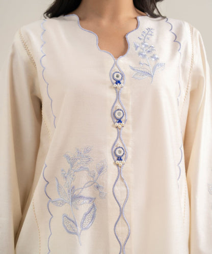 2 Piece - Embroidered Cotton Net Suit