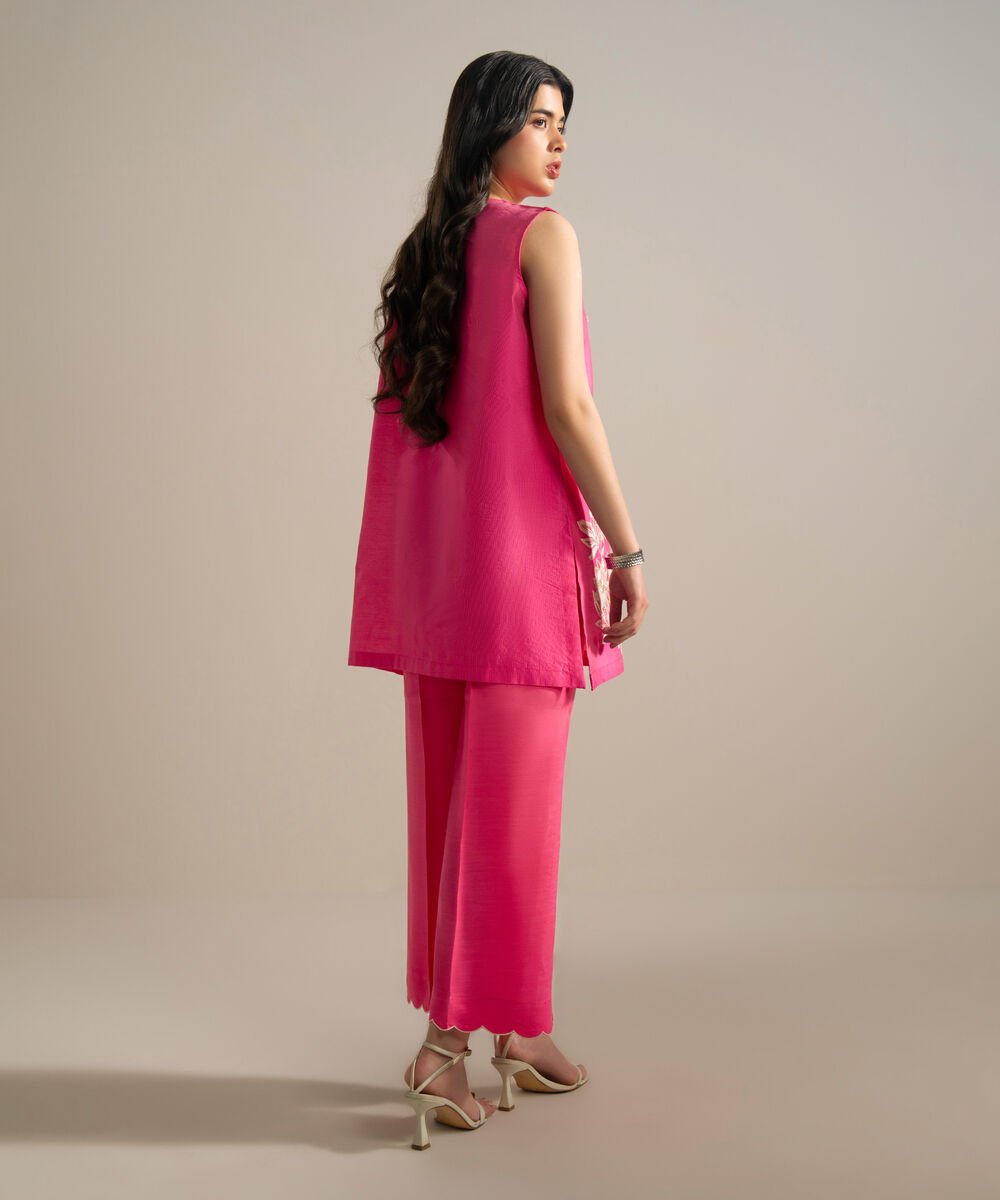 2 Piece - Embroidered Cotton Net Suit