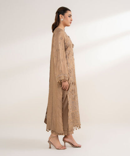 3 Piece - Embroidered Viscose Raw Silk Suit