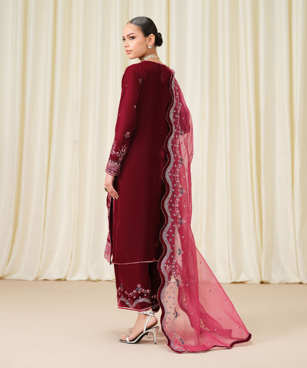 3 Piece - Embroidered Velvet Suit