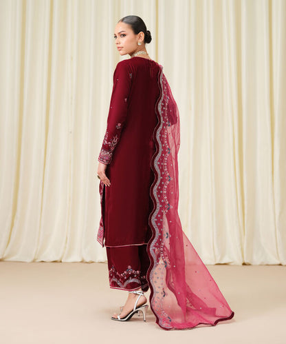 3 Piece - Embroidered Velvet Suit