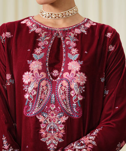 3 Piece - Embroidered Velvet Suit