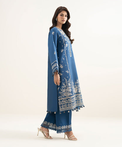 3 Piece - Embroidered Cotton Net Suit