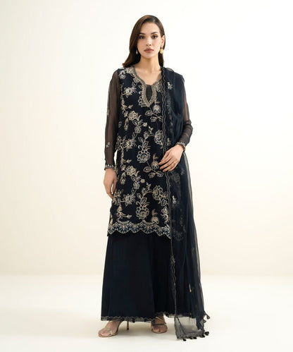 3 Piece - Embroidered Chiffon Suit