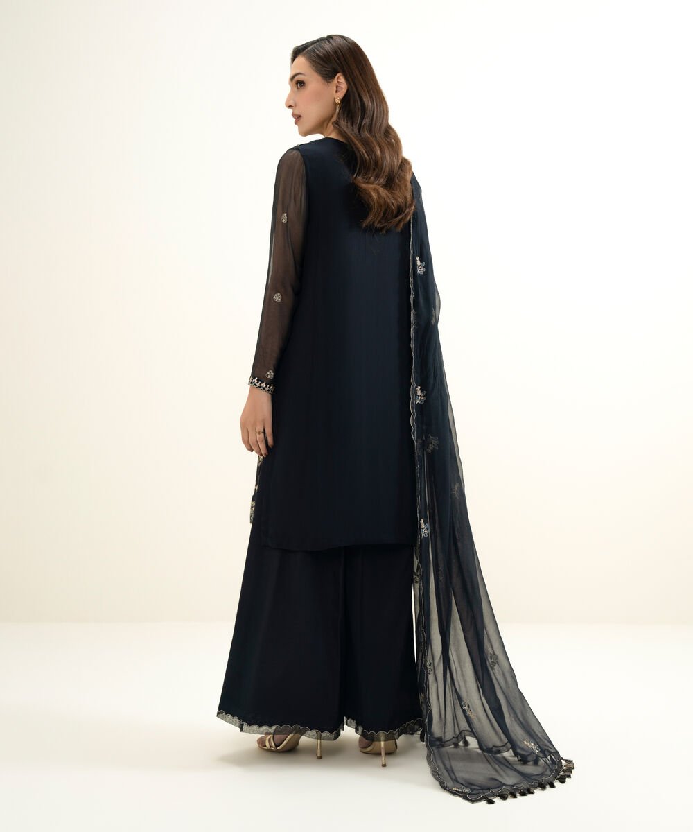 3 Piece - Embroidered Chiffon Suit