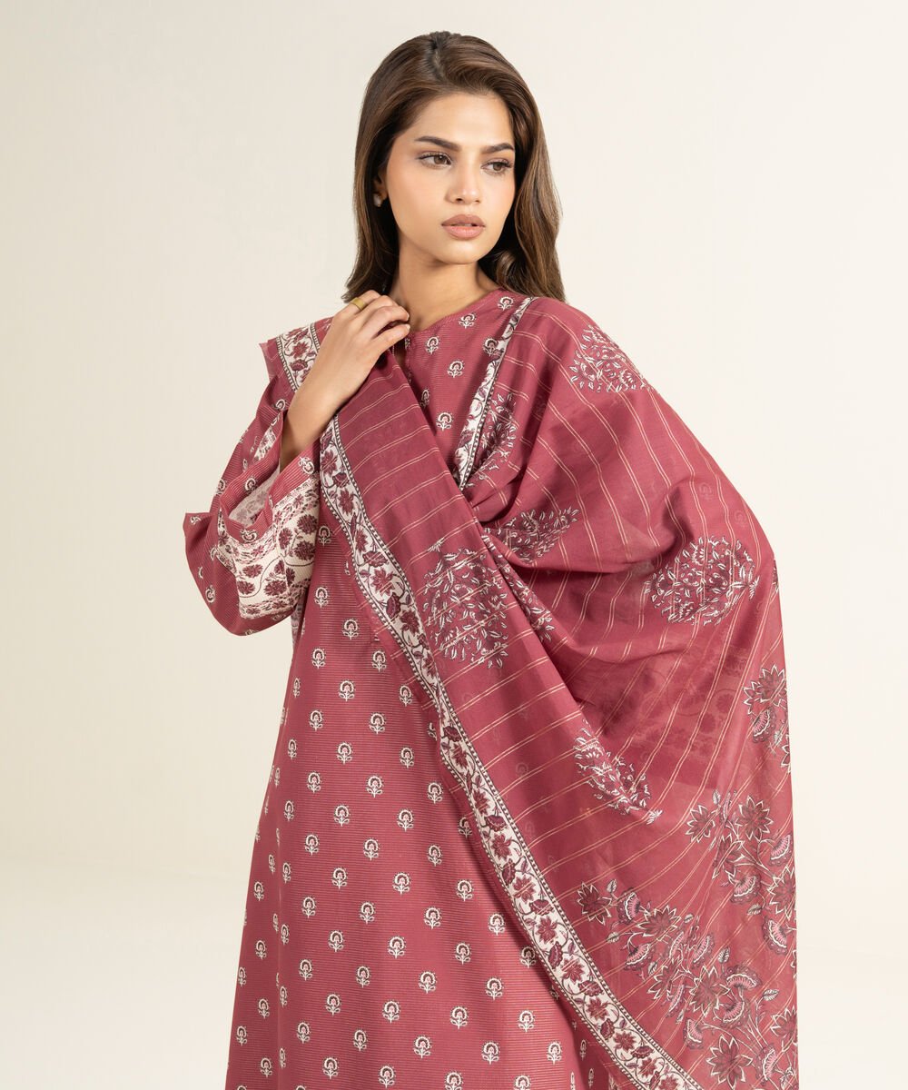3 Piece - Printed Zari Lawn Suit