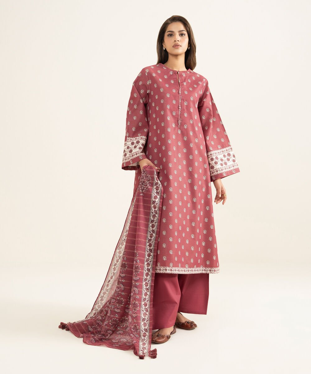 3 Piece - Printed Zari Lawn Suit