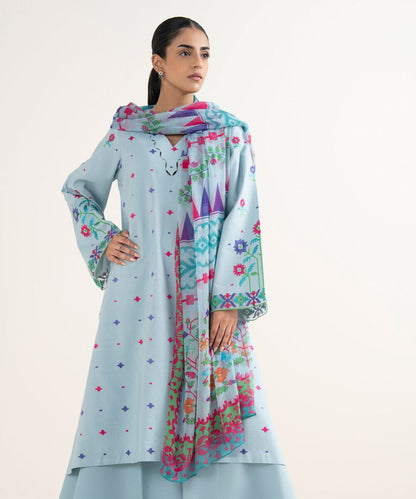 3 Piece - Embroidered Cotton Viscose Suit
