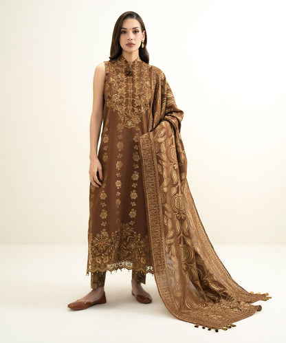 3 Piece - Embroidered Jacquard Suit