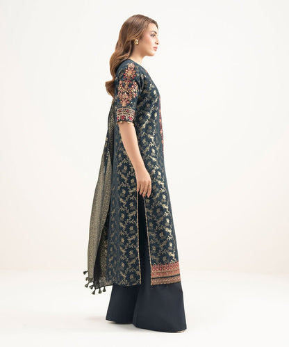3 Piece - Embroidered Jacquard Suit