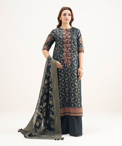 3 Piece - Embroidered Jacquard Suit