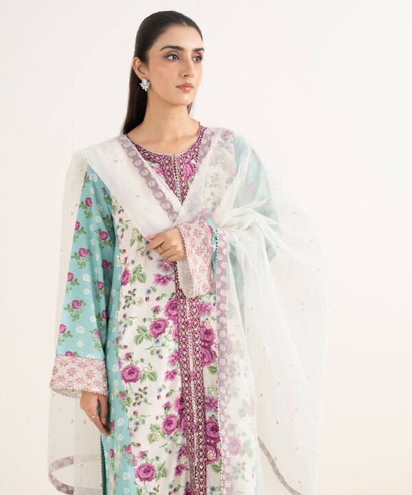 3 Piece - Embroidered Dobby Suit