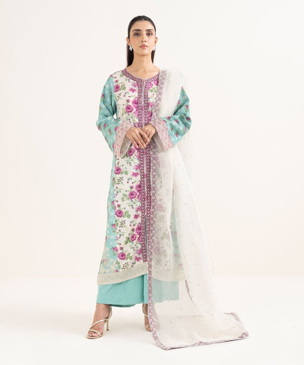 3 Piece - Embroidered Dobby Suit