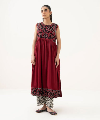 Embroidered Cotton Satin Pishwas
