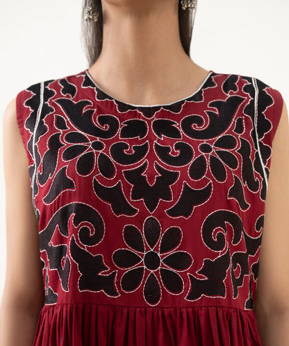 Embroidered Cotton Satin Pishwas