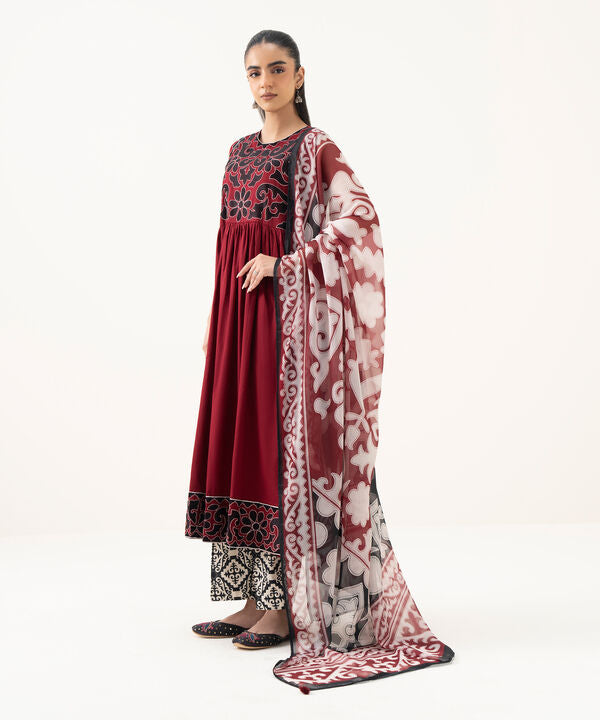 Embroidered Cotton Satin Pishwas
