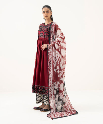 Embroidered Cotton Satin Pishwas