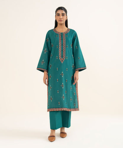 Embroidered Textured Slub Shirt