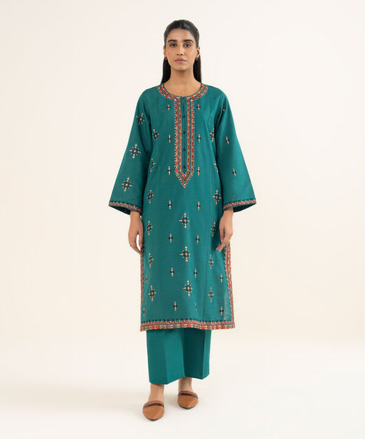 Embroidered Textured Slub Shirt