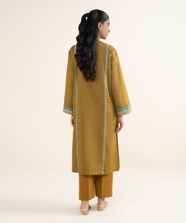 Embroidered Textured Slub Shirt