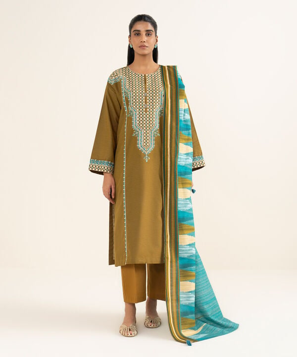 Embroidered Textured Slub Shirt