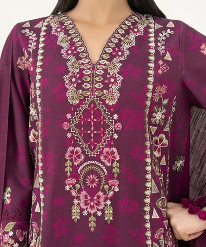 3 Piece - Embroidered Twill Suit