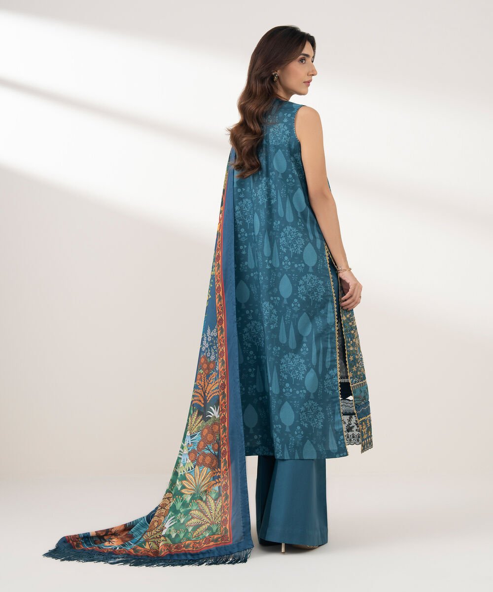 3 Piece - Embroidered Cotton Suit