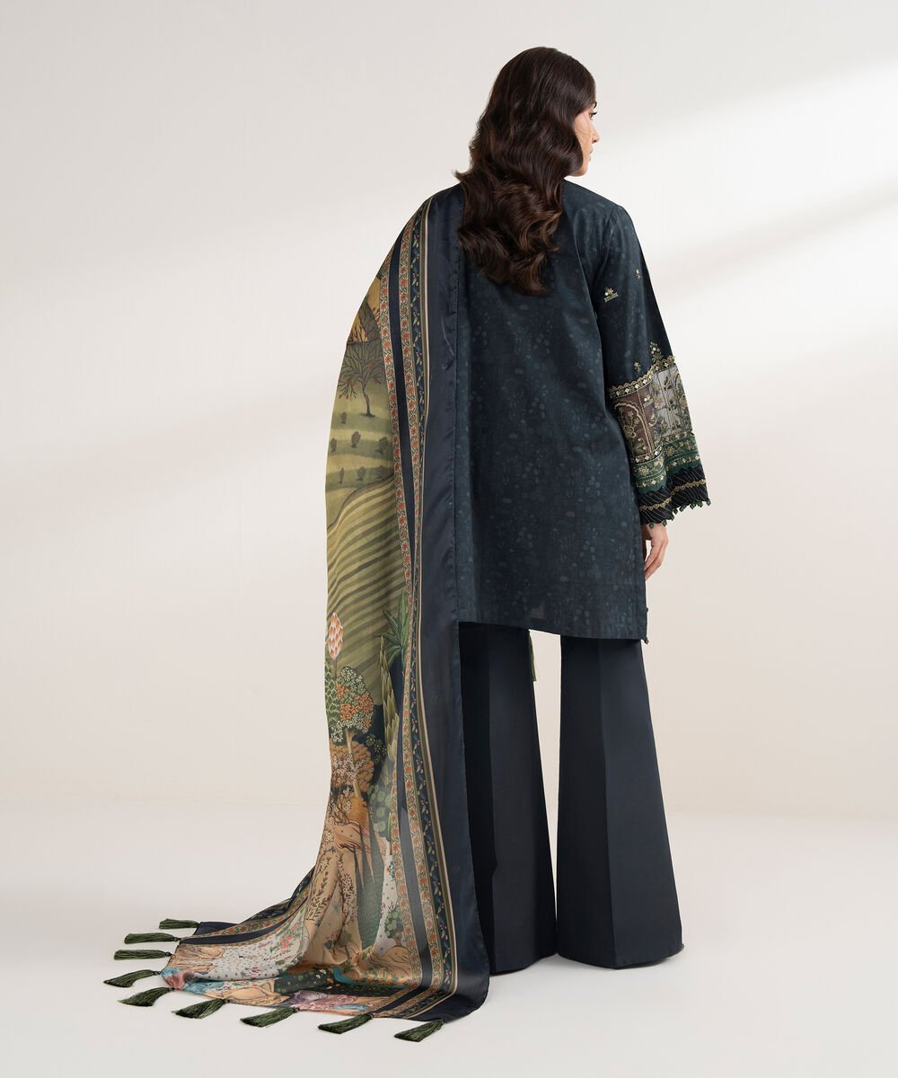 3 Piece - Embroidered Cotton Suit