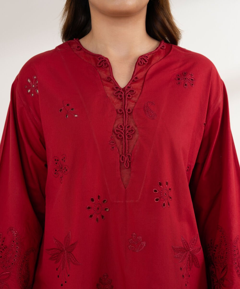 3 Piece - Embroidered Cotton Suit