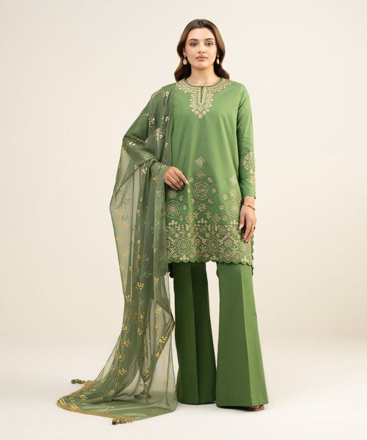 3 Piece - Embroidered Zari Lawn Suit