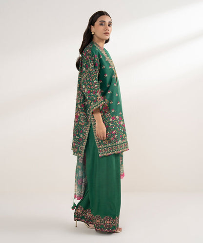 3 Piece - Embroidered Silk Suit