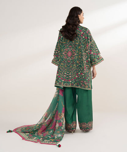 3 Piece - Embroidered Silk Suit