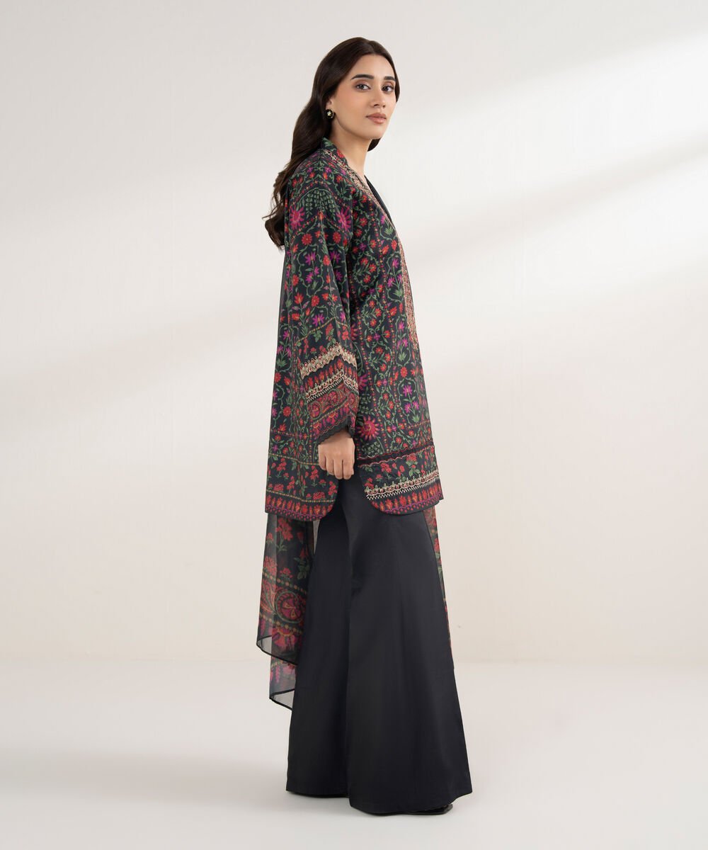 3 Piece - Embroidered Silk Suit