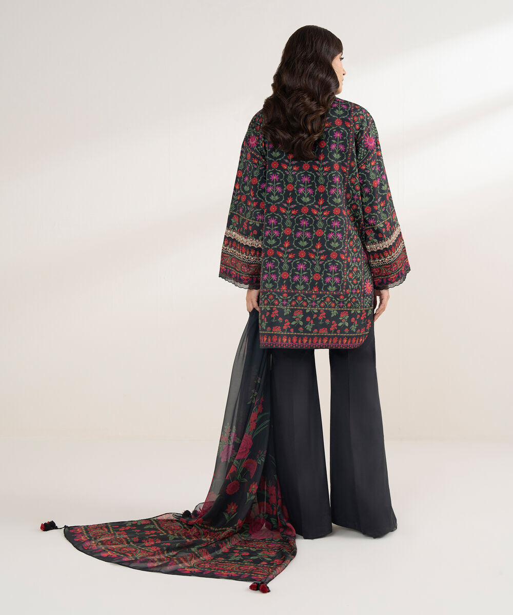 3 Piece - Embroidered Silk Suit
