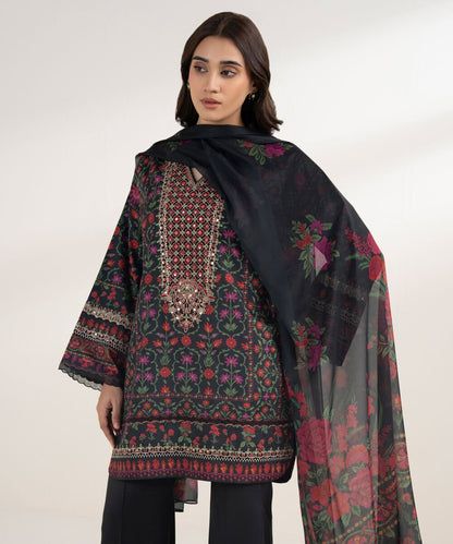 3 Piece - Embroidered Silk Suit