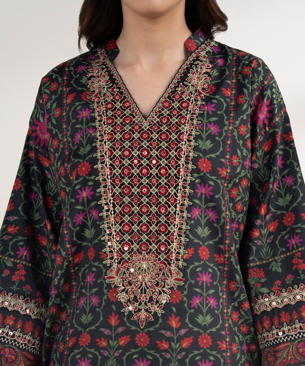 3 Piece - Embroidered Silk Suit