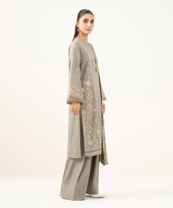 3 Piece - Embroidered Linen Suit
