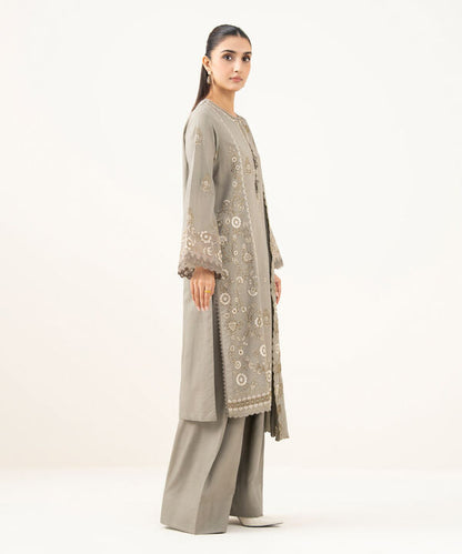 3 Piece - Embroidered Linen Suit