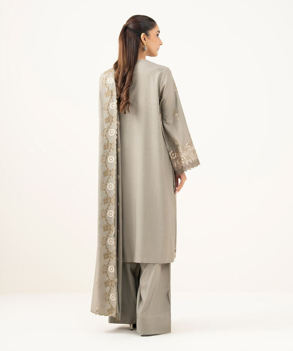 3 Piece - Embroidered Linen Suit